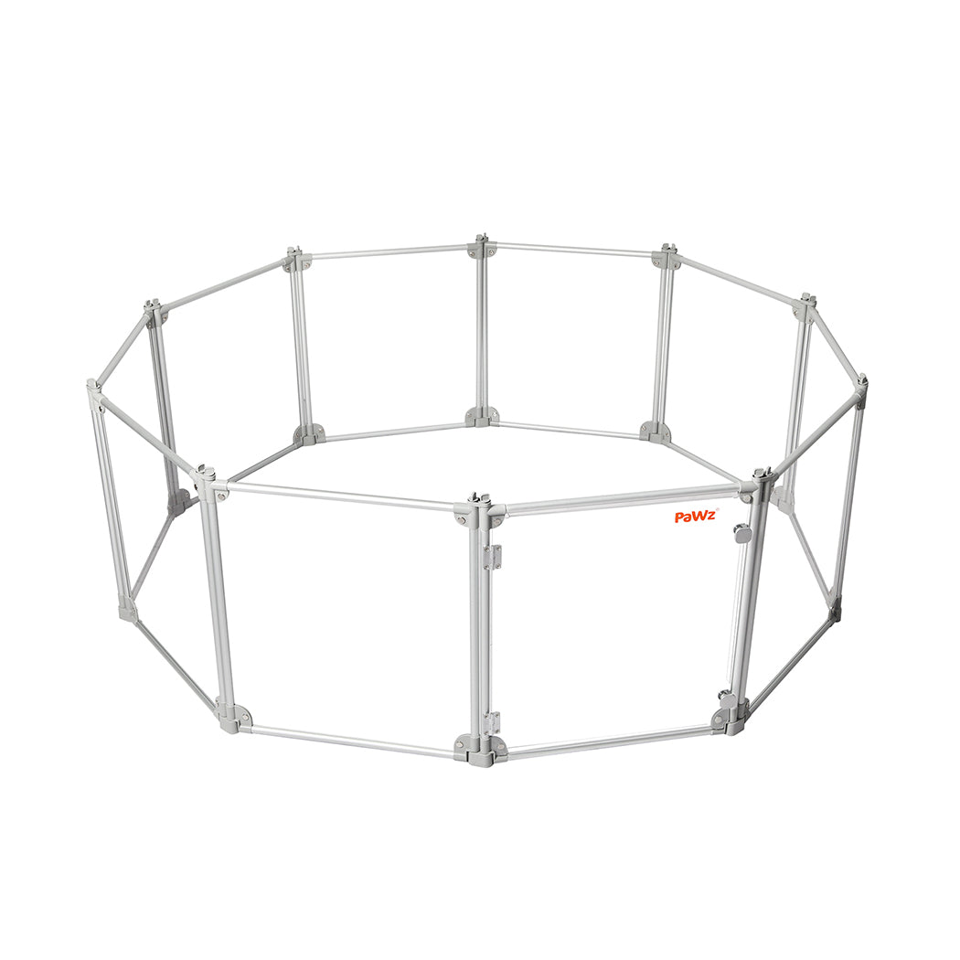 Pawz Pet Playpen Transparent Acrylic Clear Folding Dog Fence Kennel 10 Panel-1836526619750174720