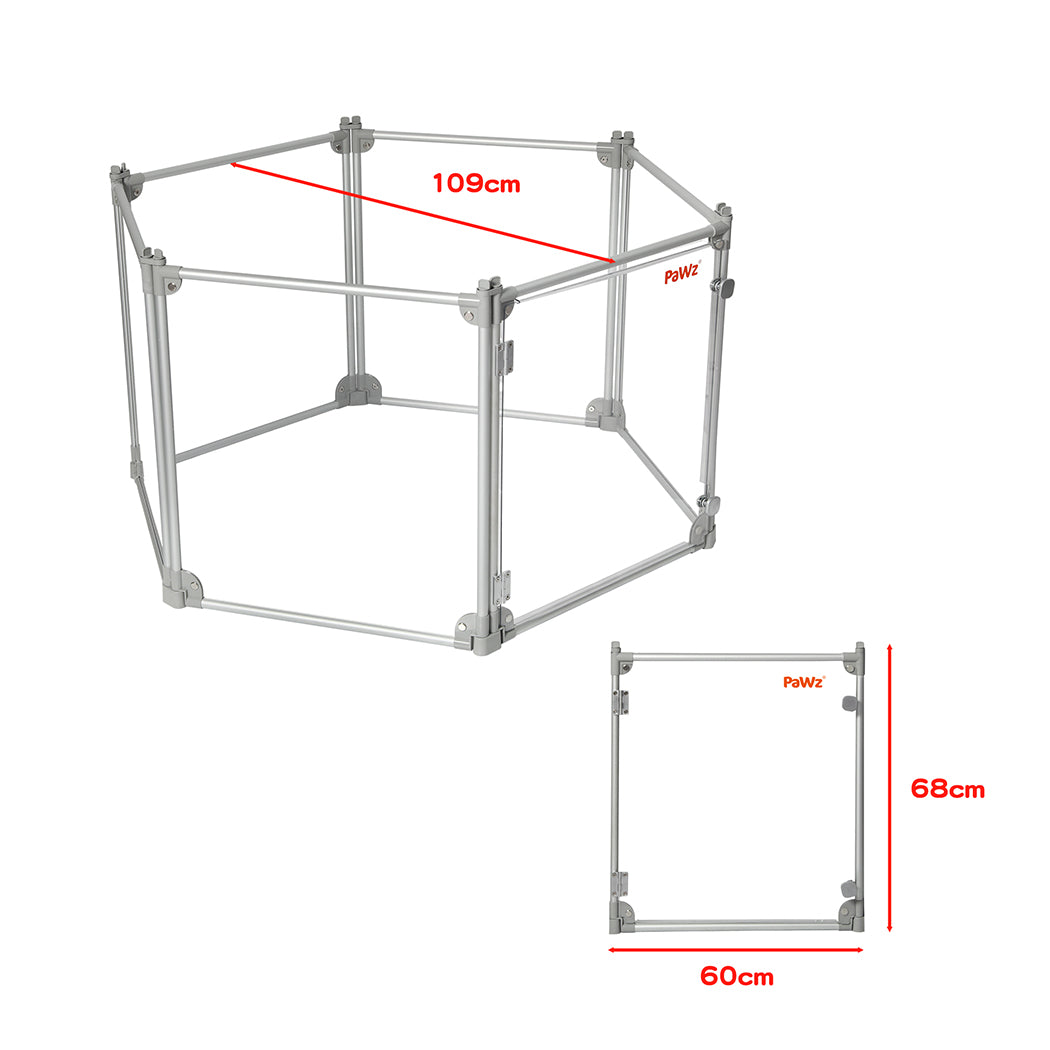 Pawz Pet Playpen Transparent Acrylic Clear Folding Dog Fence Kennel 6 Panel-1836526619263635458