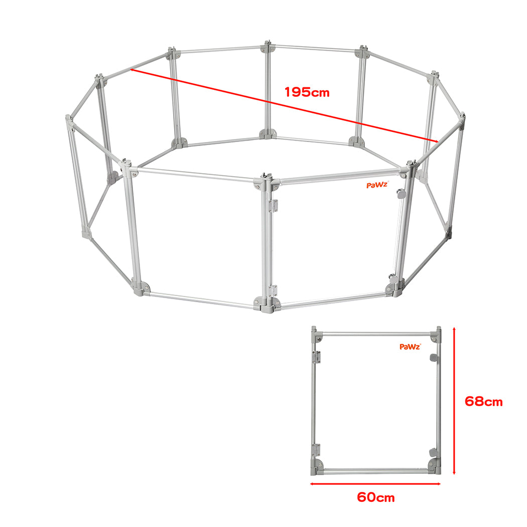 Pawz Pet Playpen Transparent Acrylic Clear Folding Dog Fence Kennel 10 Panel-1836526619750174722