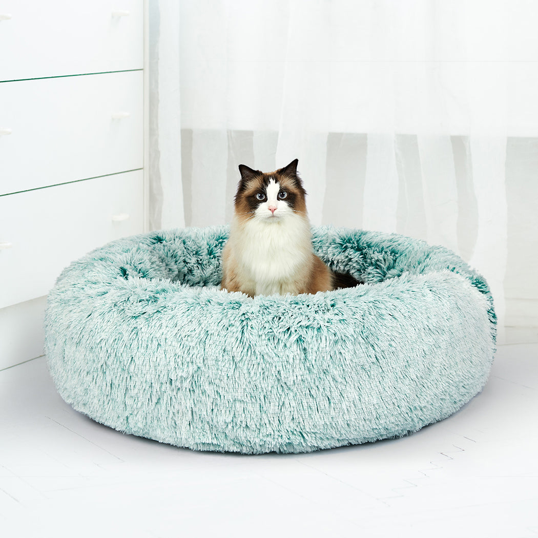 PaWz Pet Bed Cat Dog Donut Nest Calming L Teal Large-1831593130189787143