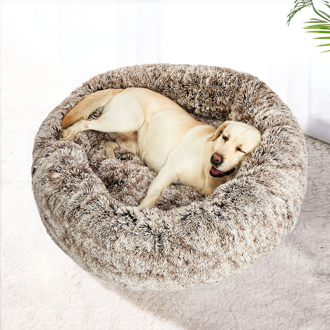 PaWz Pet Bed Cat Dog Donut Nest Calming L Brown Large-1836526647696822278