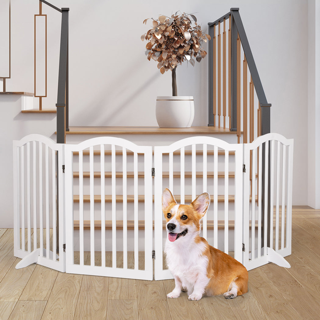 PaWz Wooden Pet Gate Dog Fence Safety White-1831592638621552646