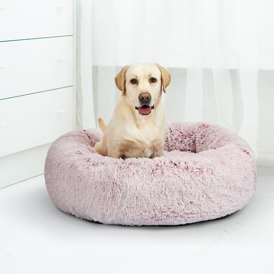 PaWz Pet Bed Cat Dog Donut Nest Calming M Pink Medium-1836526648149807111