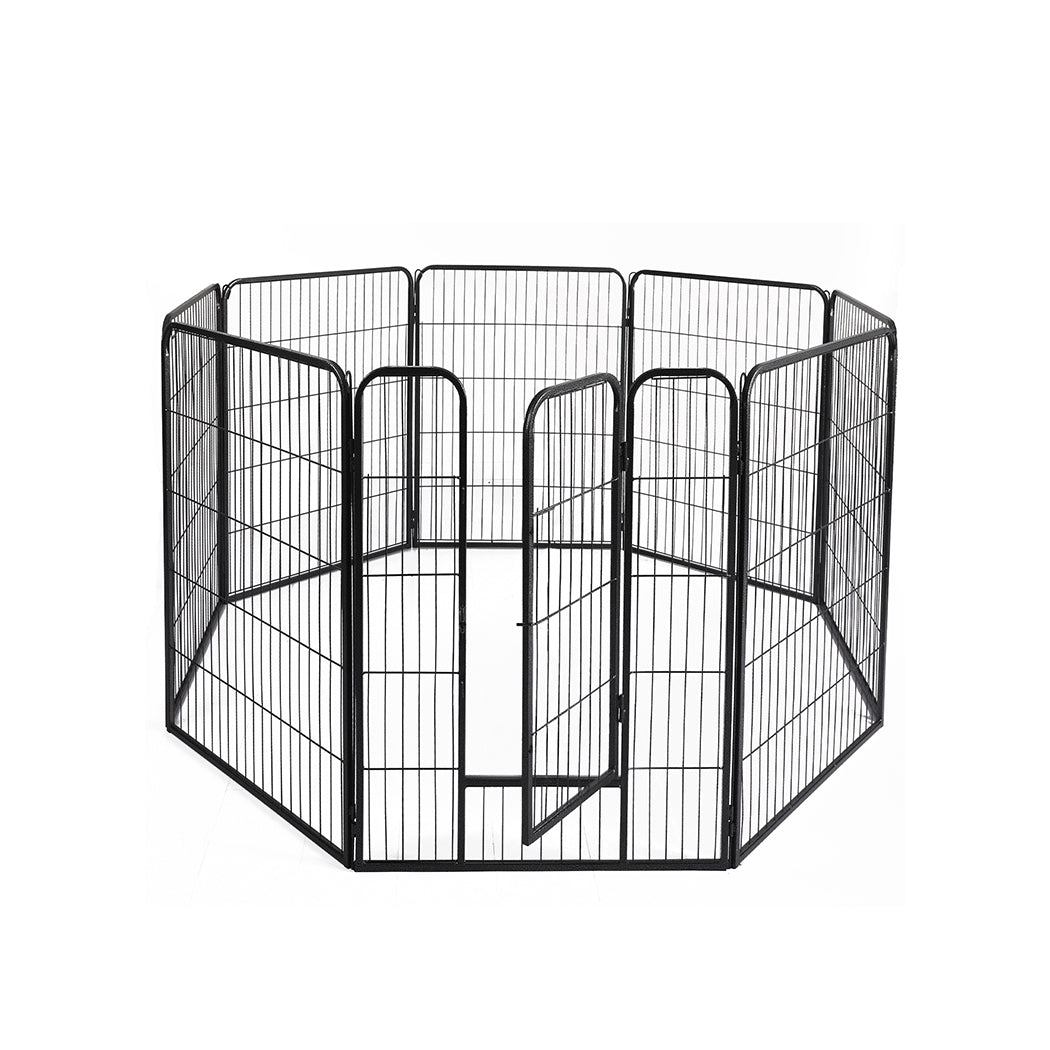 PaWz 8 Panel Pet Dog Playpen Puppy Exercise Black 24 inch-1831592610108674048