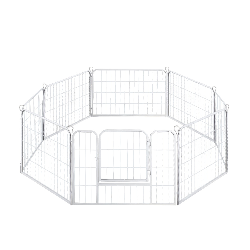 PaWz 8 Panel 24'' Pet Dog Playpen Puppy White 24 inch-1831592610247086081