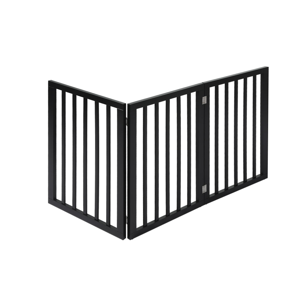 PaWz 3 Panels Wooden Pet Gate Dog Fence Black 2000x 3MM-1831593110799519745