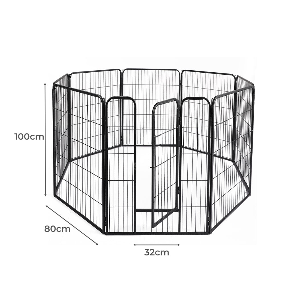 PaWz 8 Panel Pet Dog Playpen Puppy Exercise Black 2.5kg Venison-1836526720803540994