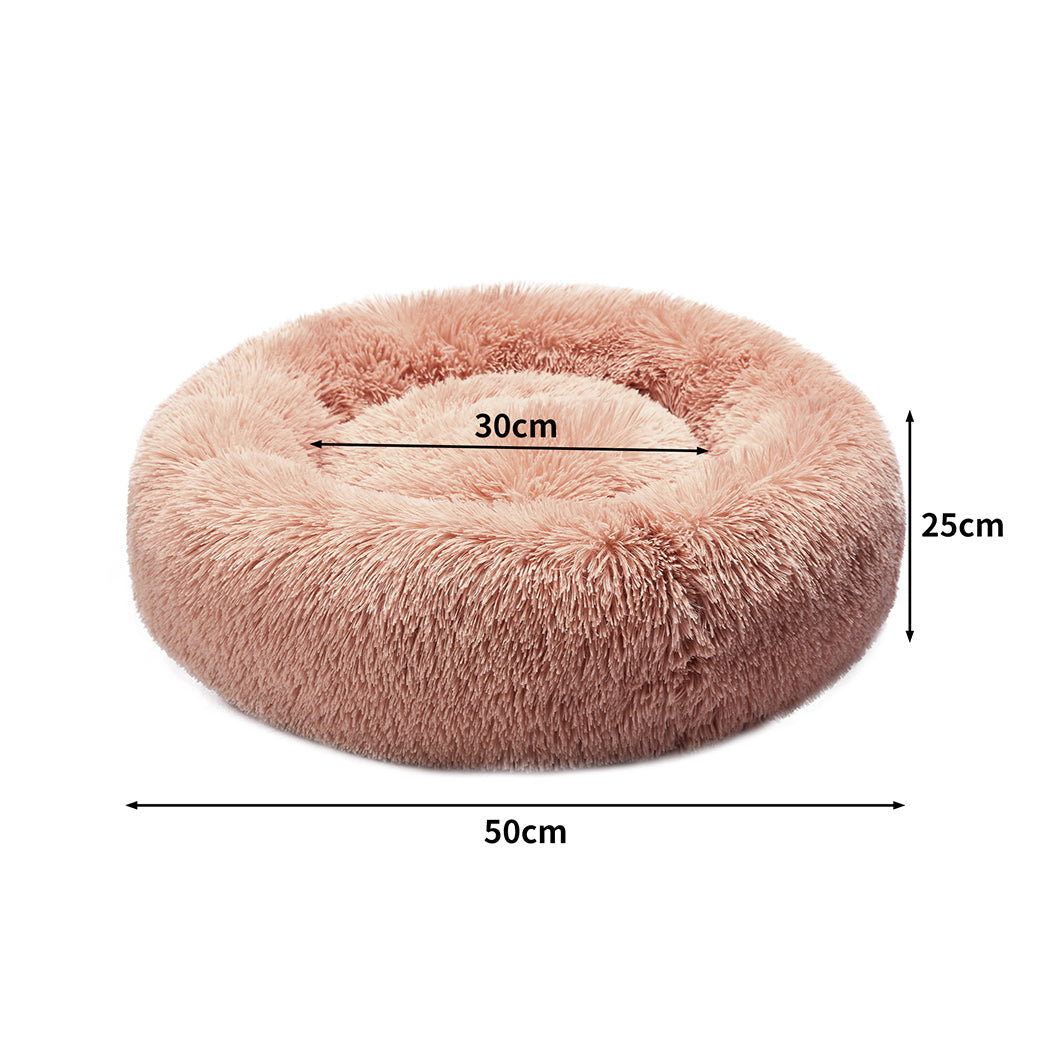 PaWz Pet Bed Cat Dog Donut Nest Calming S Pink Small-1836526678495596546