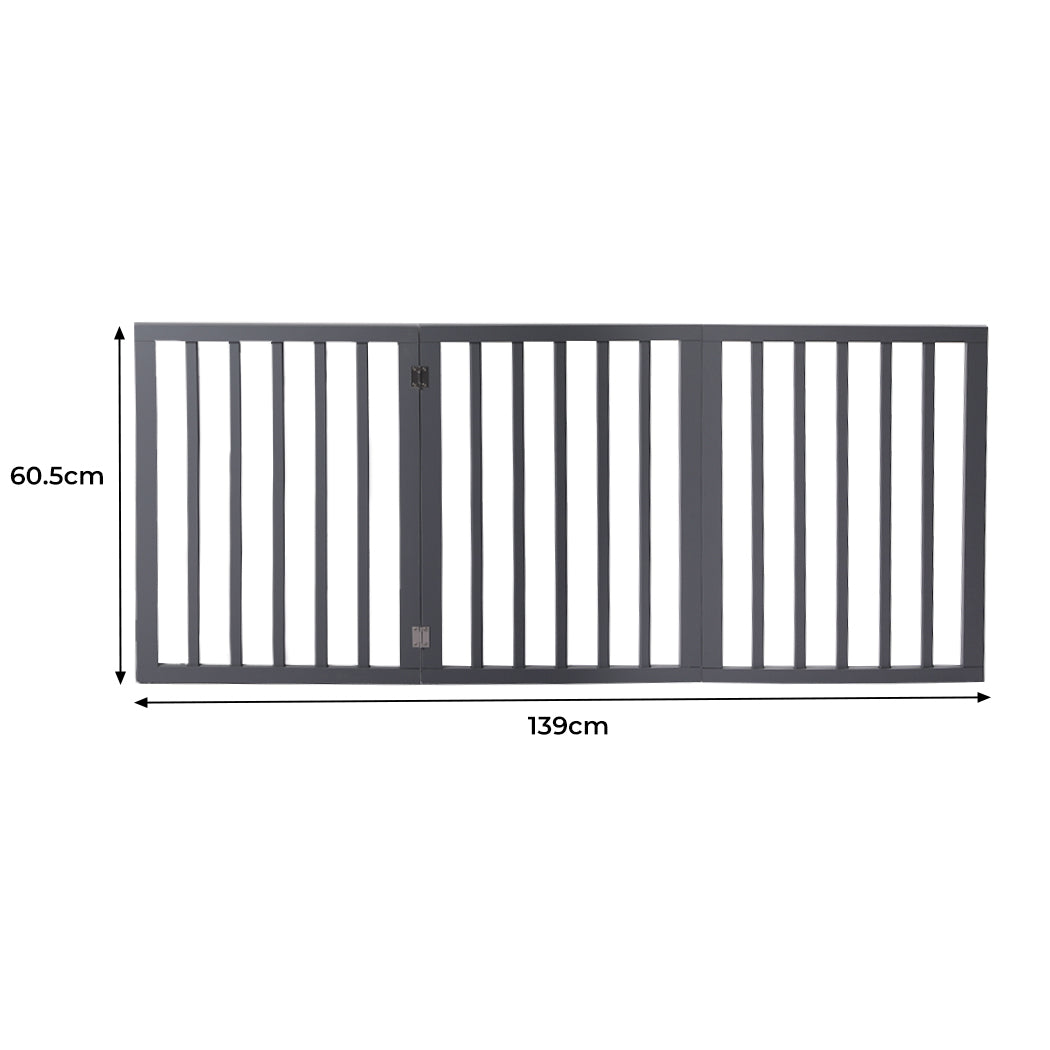 Wooden Pet Gate Dog Fence Retractable Grey 2000x 3MM-1836526651123568642