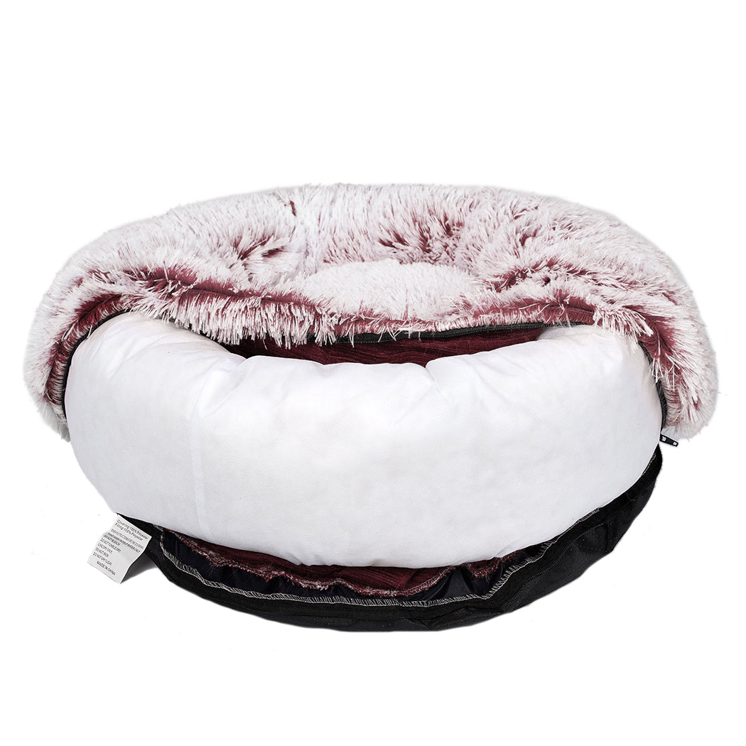 PaWz Pet Bed Cat Dog Donut Nest Calming L Pink Large-1831593128394625029